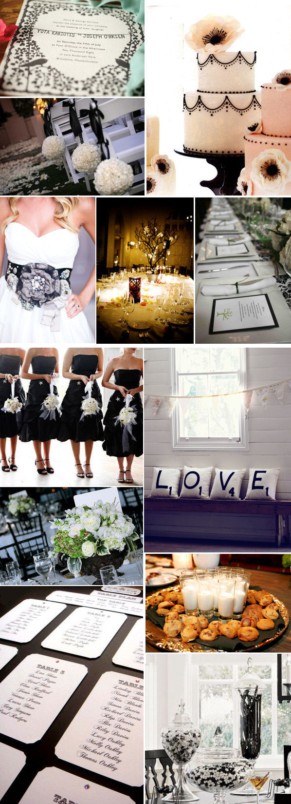 Black and White Colour Palette for Weddings