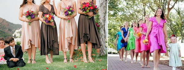 Same Style, Different Colour Bridesmaids Dresses