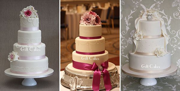 Wedding cakes with sugar crafted flowers