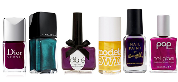 Selection of jewel toned nail polishes