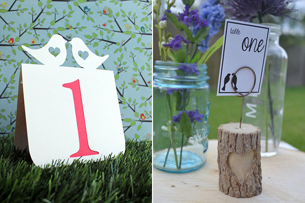 Lovebird inspired table numbers