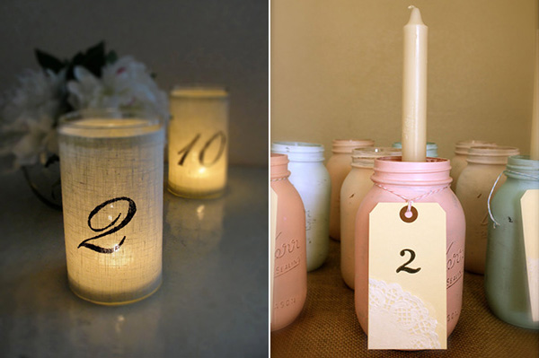 Table number holders with candle features