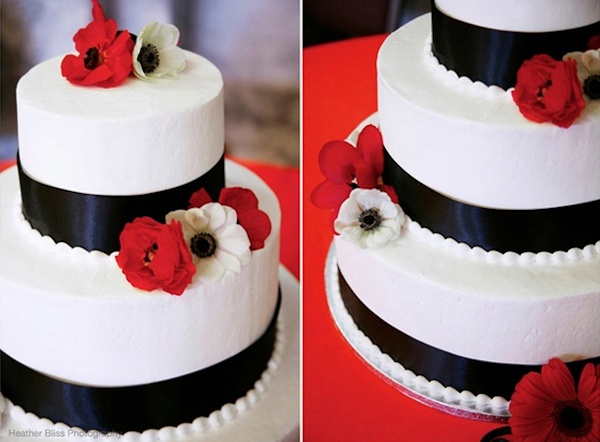 red flower wedding cake