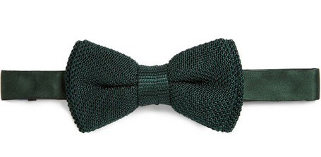 Bottle green knitted bow tie