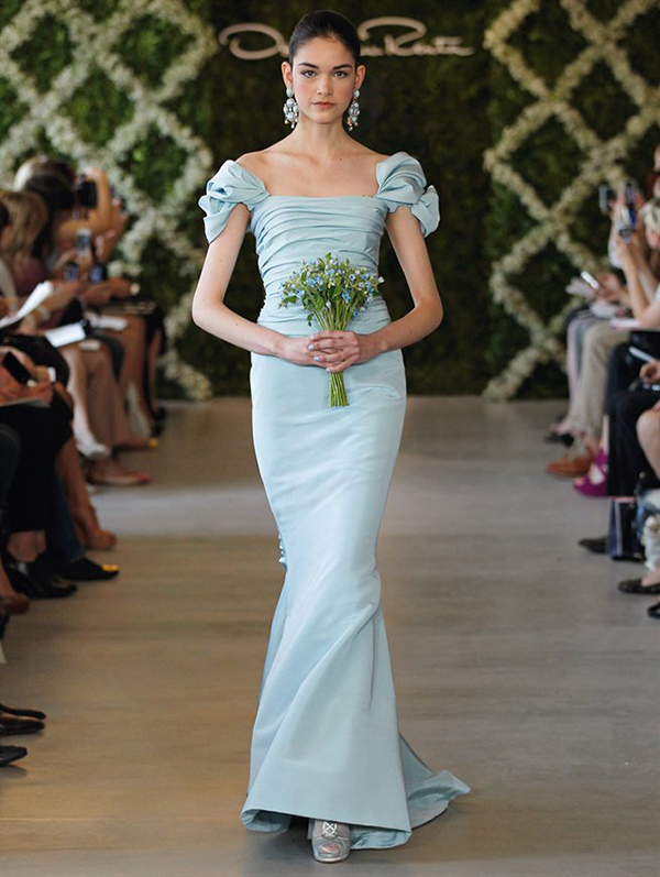 Oscar de la Renta blue wedding dress