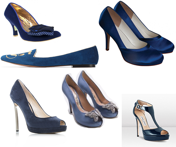 Selection of blue shoes for the bride