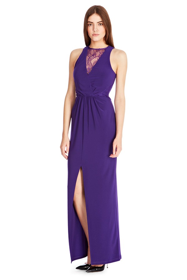 Purple maxi bridesmaid dress