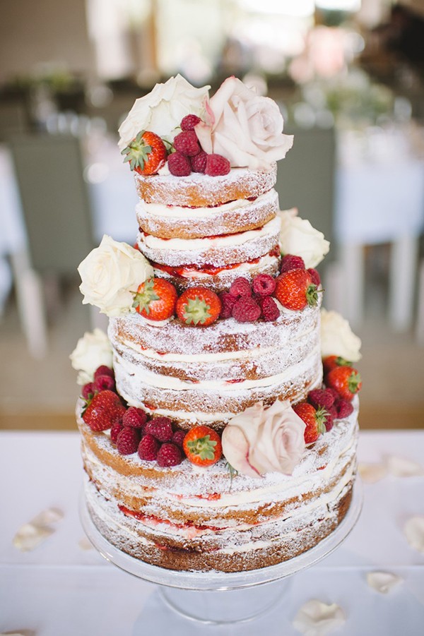 Summer berries naked wedding cake
