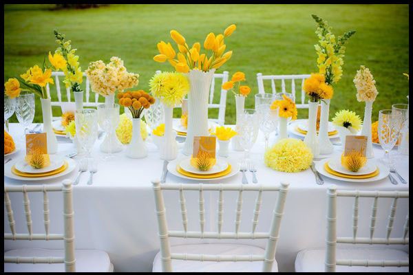 Sunshine yellow wedding table decor