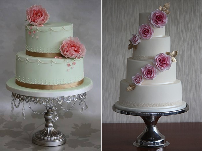 Pastel cakes with accent florals