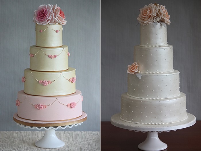 Pastel cakes with accent florals