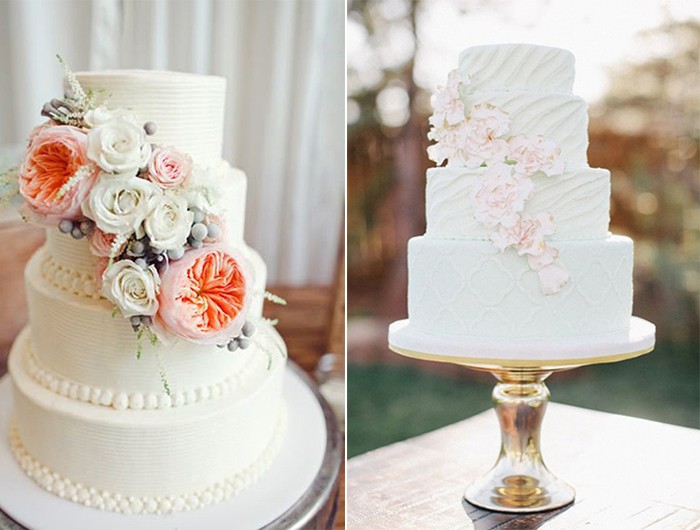 Floral decorated wedding cakes