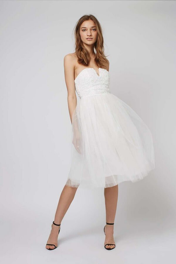 Strapless Tulle Short Wedding Dresses Tutu Lace Reception Style