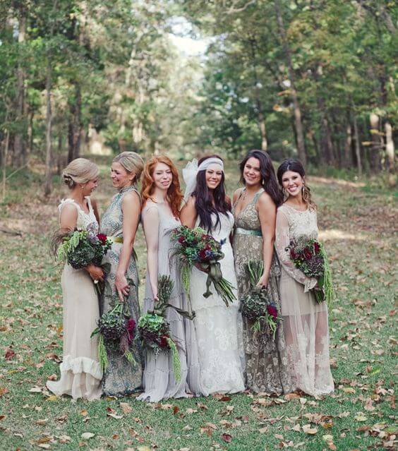 autumn-mismatched-bridesmaids-dresses-boho-style-mrs2be