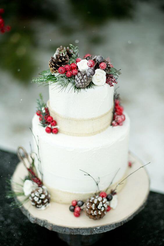 Winter-Wedding-Cake-Toppers-Pinecone-Berries