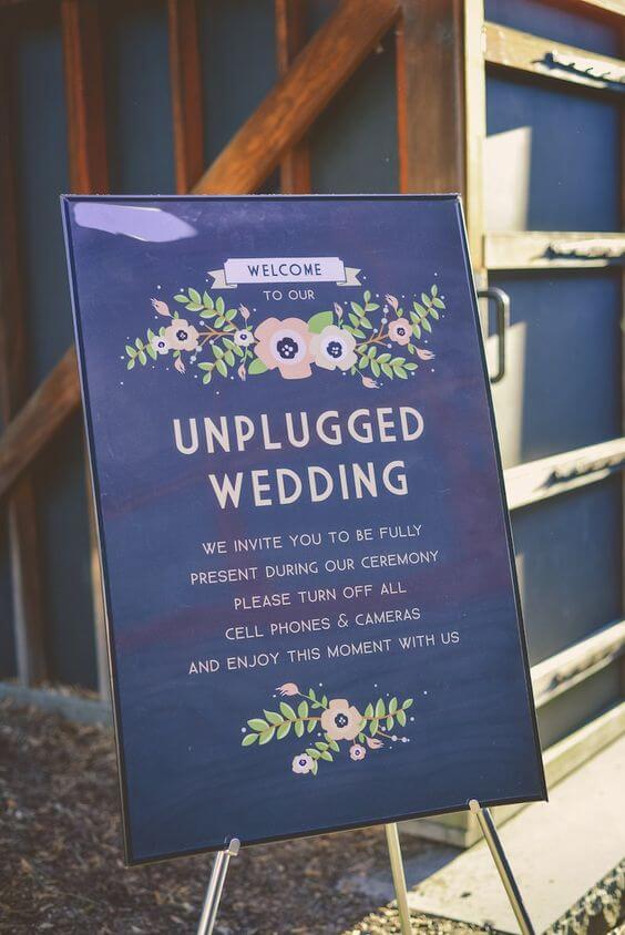Unplugged wedding signs