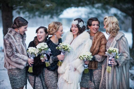 winter bridesmaids