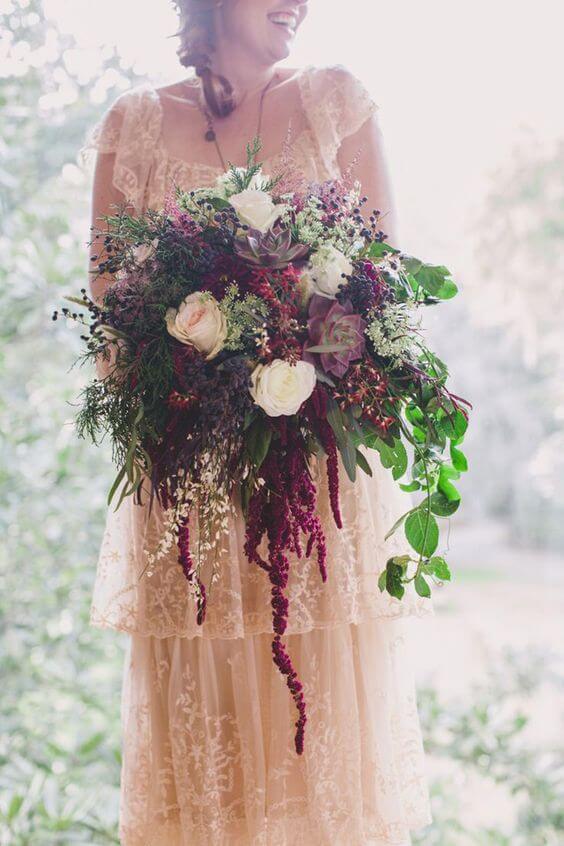 cascade bouquet for winter brides