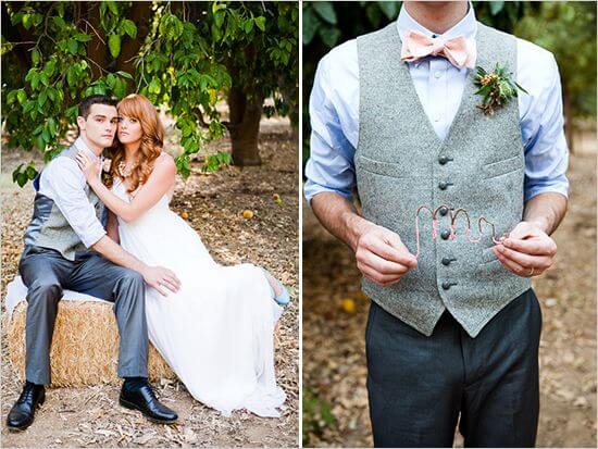 Grooms waistcoat and bow tie