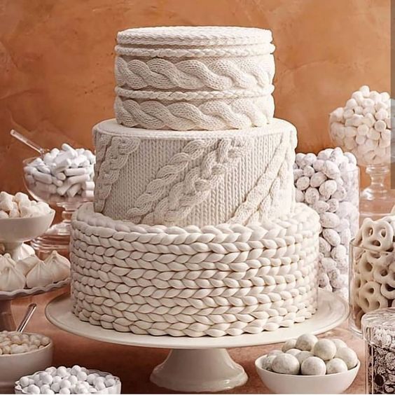 Cable knit wedding cake