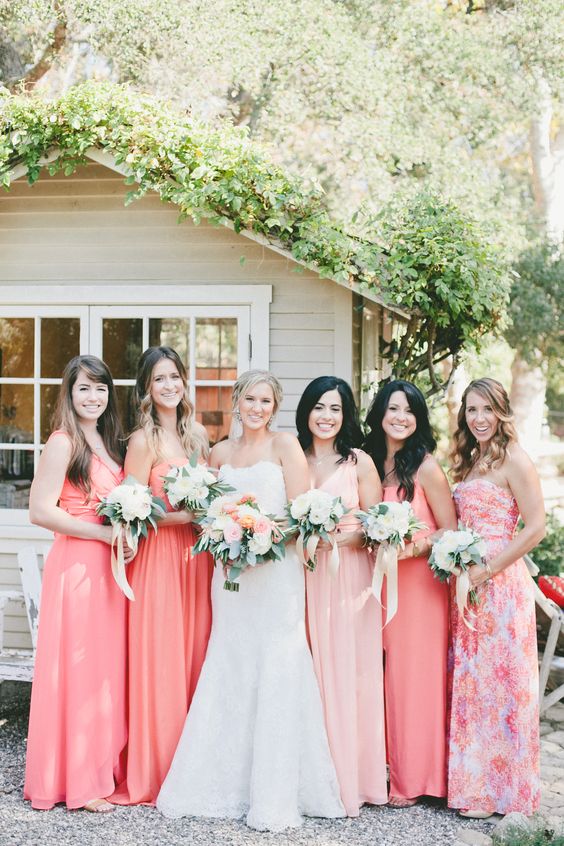 Coral bridesmaids